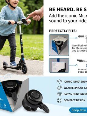 Micro Scooter Bell Designed for Use on scooters and Pedal Bike